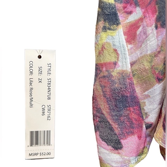 Zac & Rachel Women’s Plus Size Floral Tie Dye Multi-Colored Blouse Size-2X - Picture 10 of 11